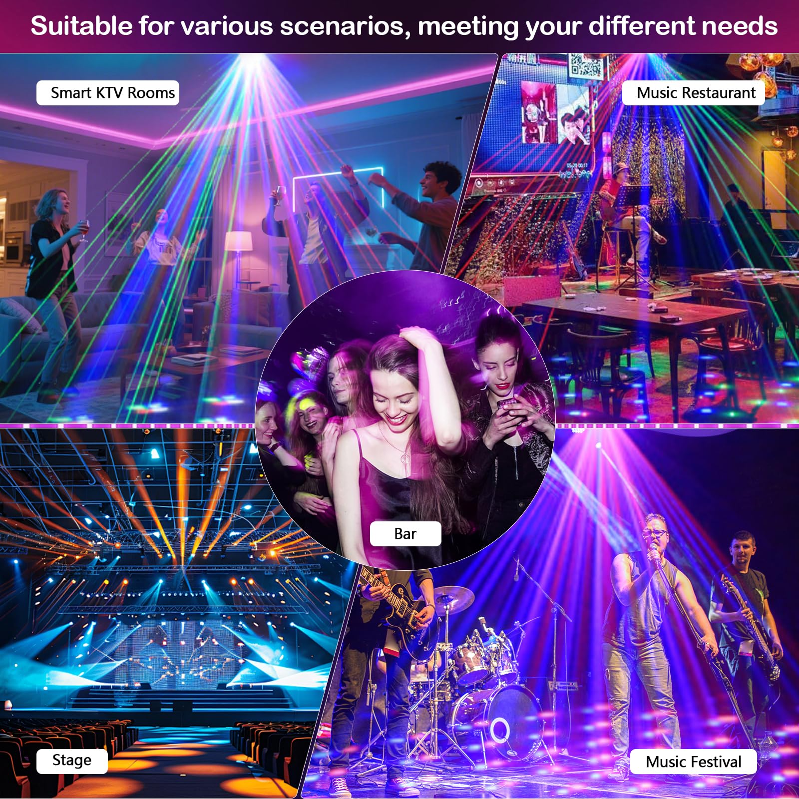 Moving Head Discolicht Partylicht, LED RGB DMX512 Stage Moving Head Licht, Doppelkopf Beam Magic Ball, 5 Steuerungsmodi, geeignet für DJ, Bar, Geburtstagsfeiern, Disco-Partys