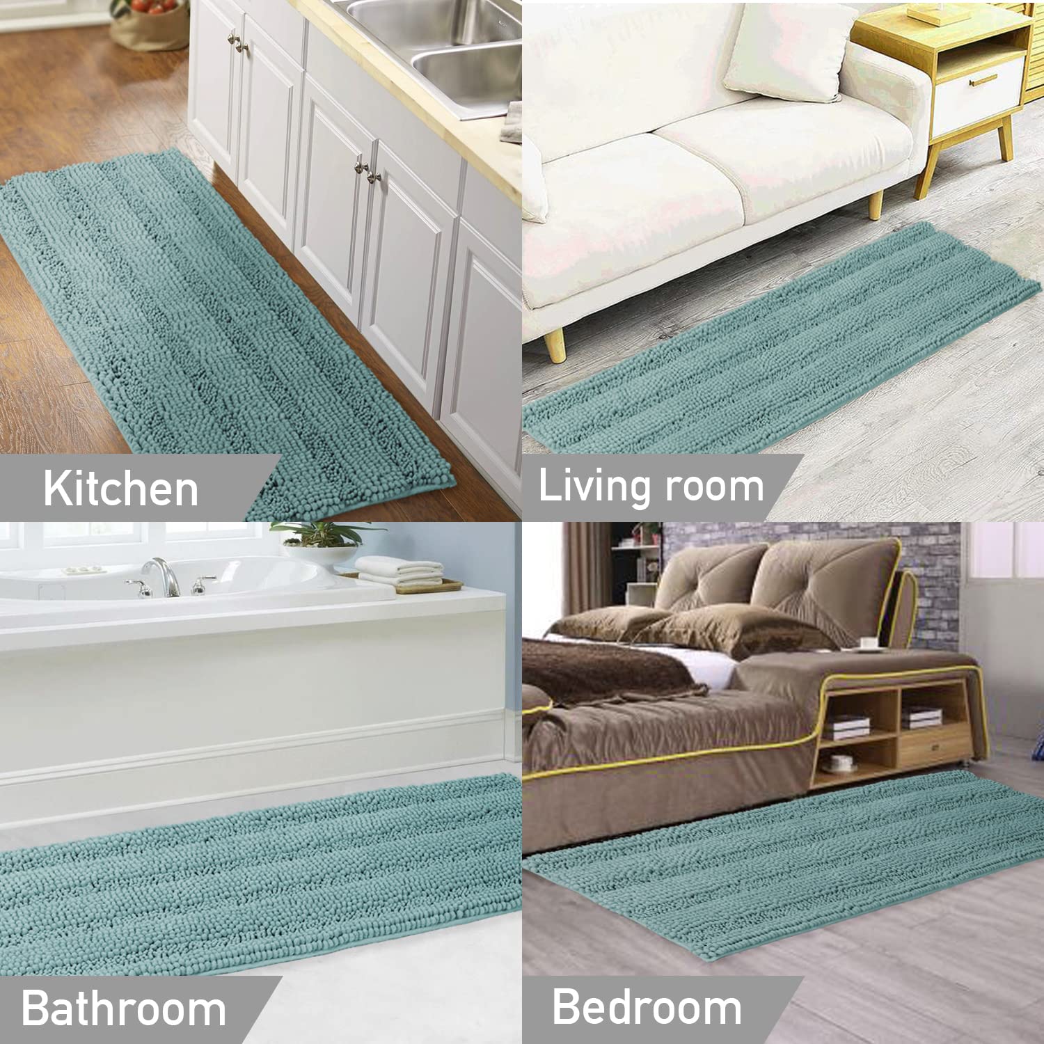 Turquoize Bathroom Runner Extra Long Bathroom Rug Blue Chenille Bath