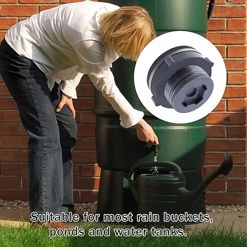 Miniatura 5 de Rierdge 2" Hembra PVC Bulkhead Fitting, conector de tanque de agua con tapones para barriles de lluvia, acuarios - gris oscuro