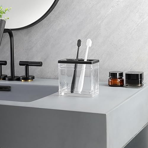 Miniatura 3 de H Halston Soporte para cepillo de dientes de vidrio pesado organizador para baño cocina oficina almacenamiento en el hogar