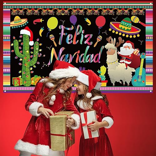 Miniatura 4 de Decoraciones de Feliz Navidad, telón de fondo para fotografía, pancarta de Navidad mexicana, decoraciones de Navidad y suministros para fiesta en el