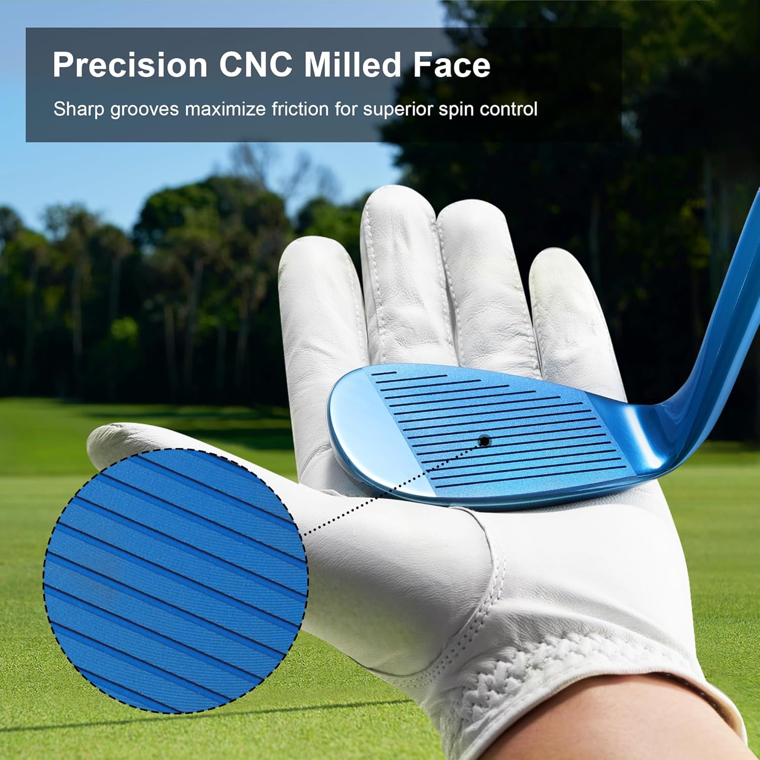 KVV Premium Golf Wedges with Ionized Blue PVD Finish - 52/56/60 Degree Individual/ 3-Wedge Golf Set-Right-Handed, CNC Milled Face, Wedge Set for Men & Women