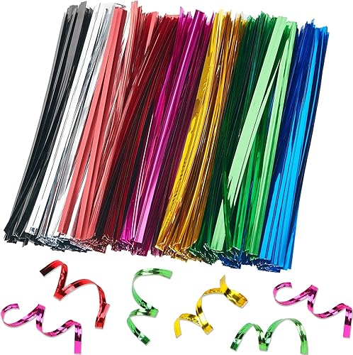 Miniatura 2 de CCINEE 4000 piezas de lazos de papel de aluminio de 5 pulgadas, lazos de alambre metálicos reutilizables para envolver regalos de fiesta, bolsas de