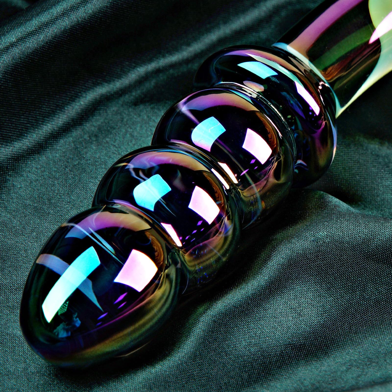 Small Colored Crystal Glass Double-Ended Dildo for Beginner, Cute Double-Ended Anal Bead Plug for G-Spot Stimulation, Glass Anal Plug Dildo Curved Pleasure Wand Prostate Massager Sex Toy for Men Women: Beads-Small