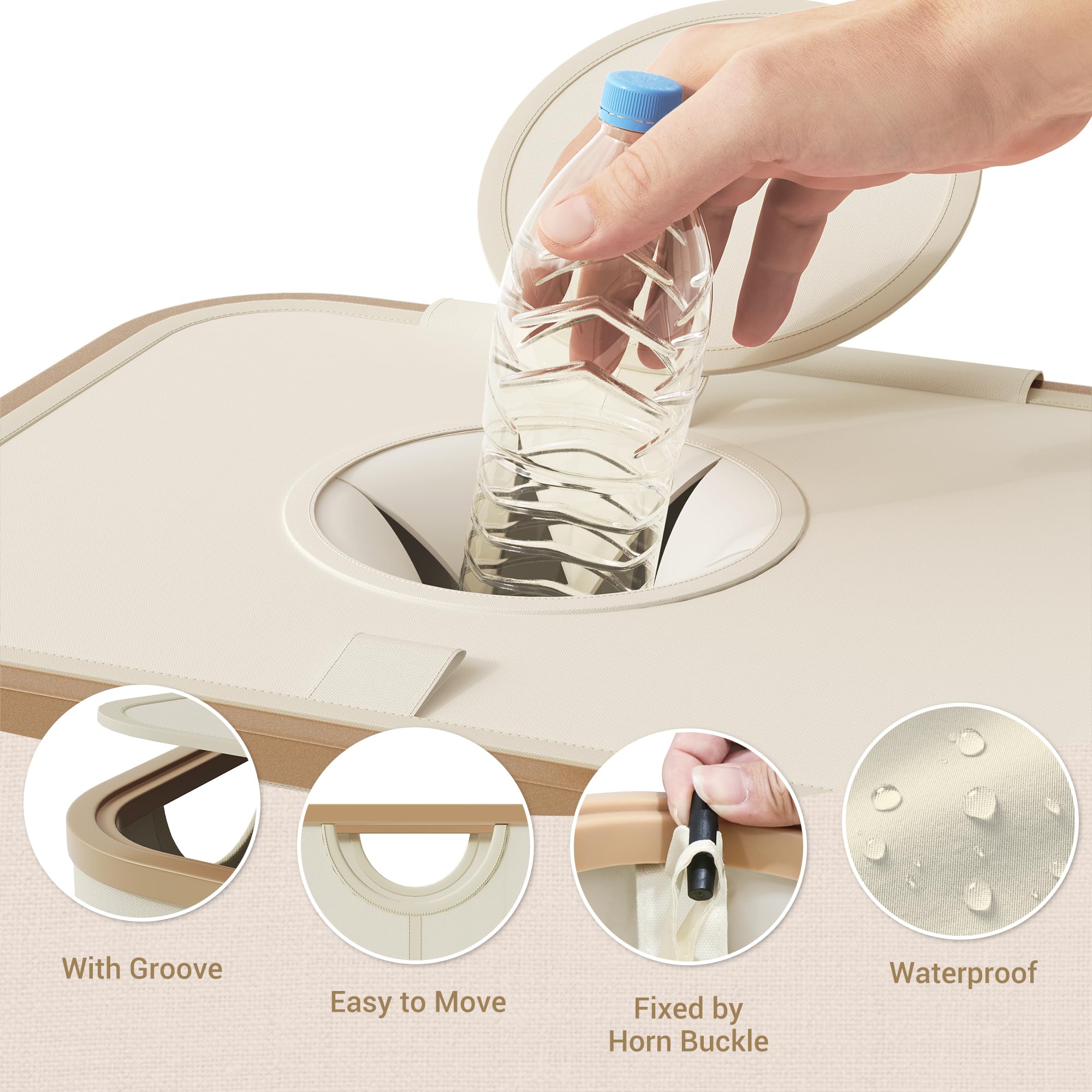 YOUDENOVA 100L Pfandflaschen Sammelbehälter mit Deckel Geruchsdicht Mülleimer Küche Flaschensammler Leergut Altglas Aufbewahrung Recycling Behälter Beige