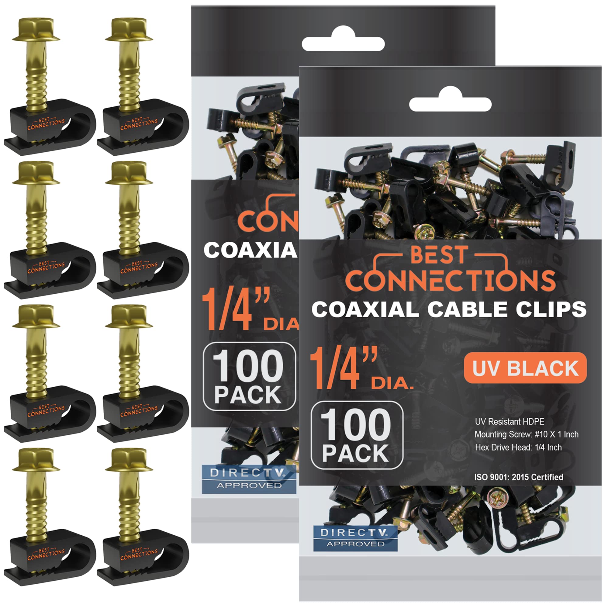 BEST CONNECTIONS Coaxial Cable Clips with Pre-Inserted Screw (100 Pack) – Black Single Cable Mounting Clamps for Coax Cable (RG6, RG59) and Ethernet Cable – Cord Fastener/Strain Relief Clip — Amazon image 7
