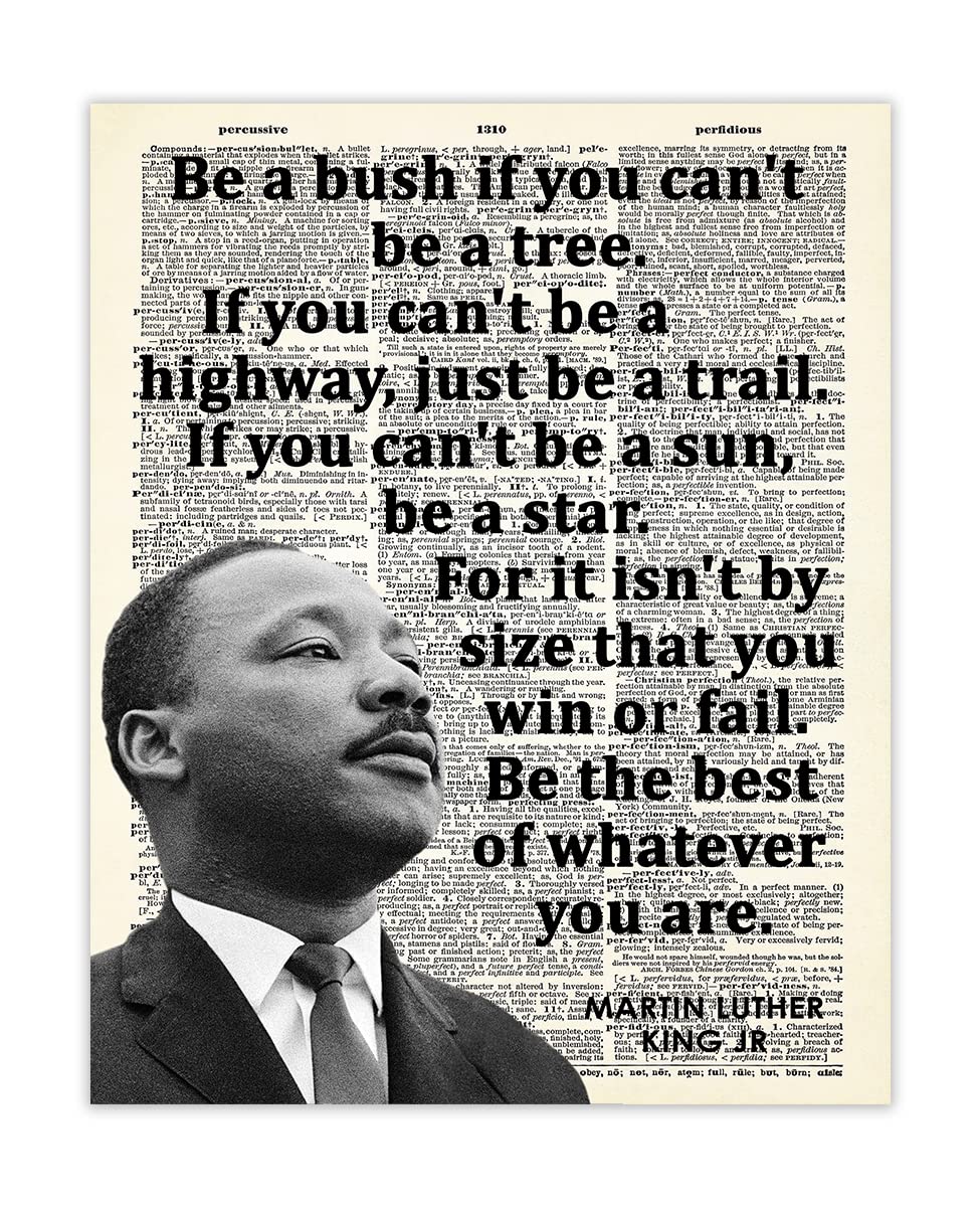 Inspirational Martin Luther King Poster "Be a Bush" 8x10 Dictionary, Motivational Wall Art & Positive Affirmations Wall Decor for Bedroom Teen Girl Boy - MLK Quotes Decor & Office Decor for Men, Women