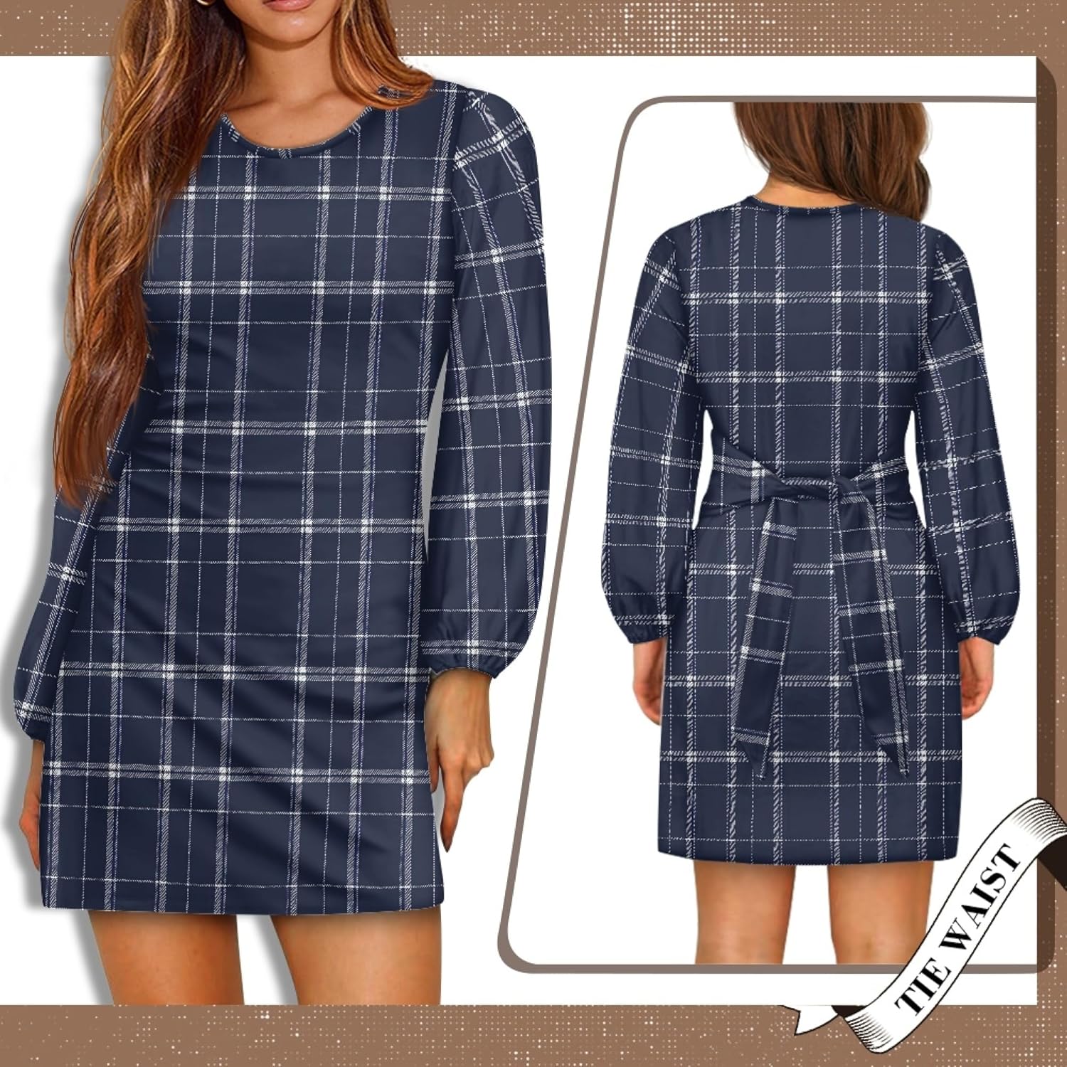 Lantern Long Sleeve Tie Waist Floral Boho Casual Dress A Line 2025 Summer Fashion Swing Flowy Mini Dresses - Image 4