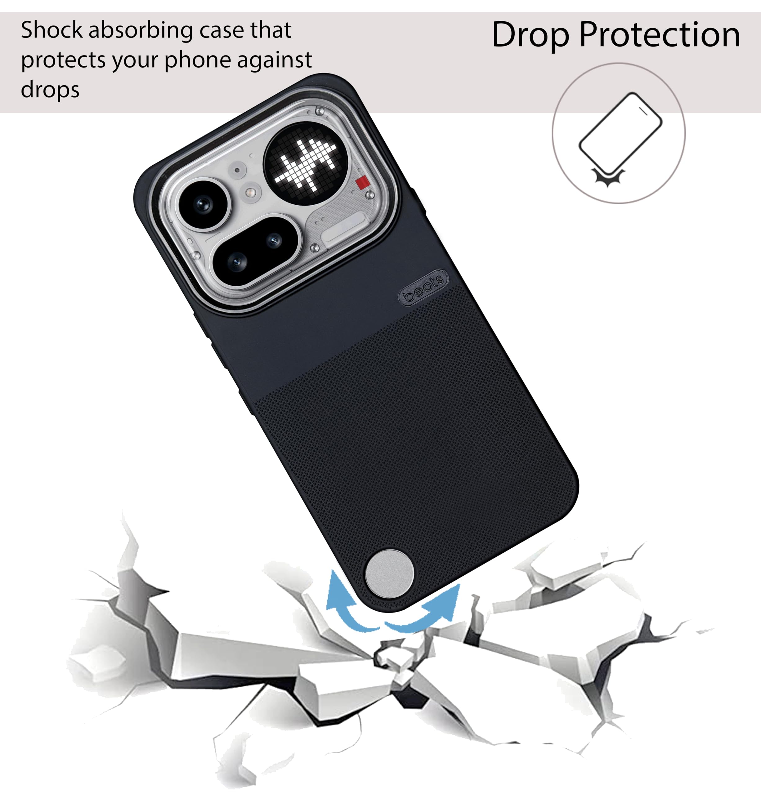 NIUKIN Rugged Soft Back Case for Nothing Phone 4a Pro 5G | Shockproof Scatrchproof Cover | Black (Design 02) — Amazon image 4