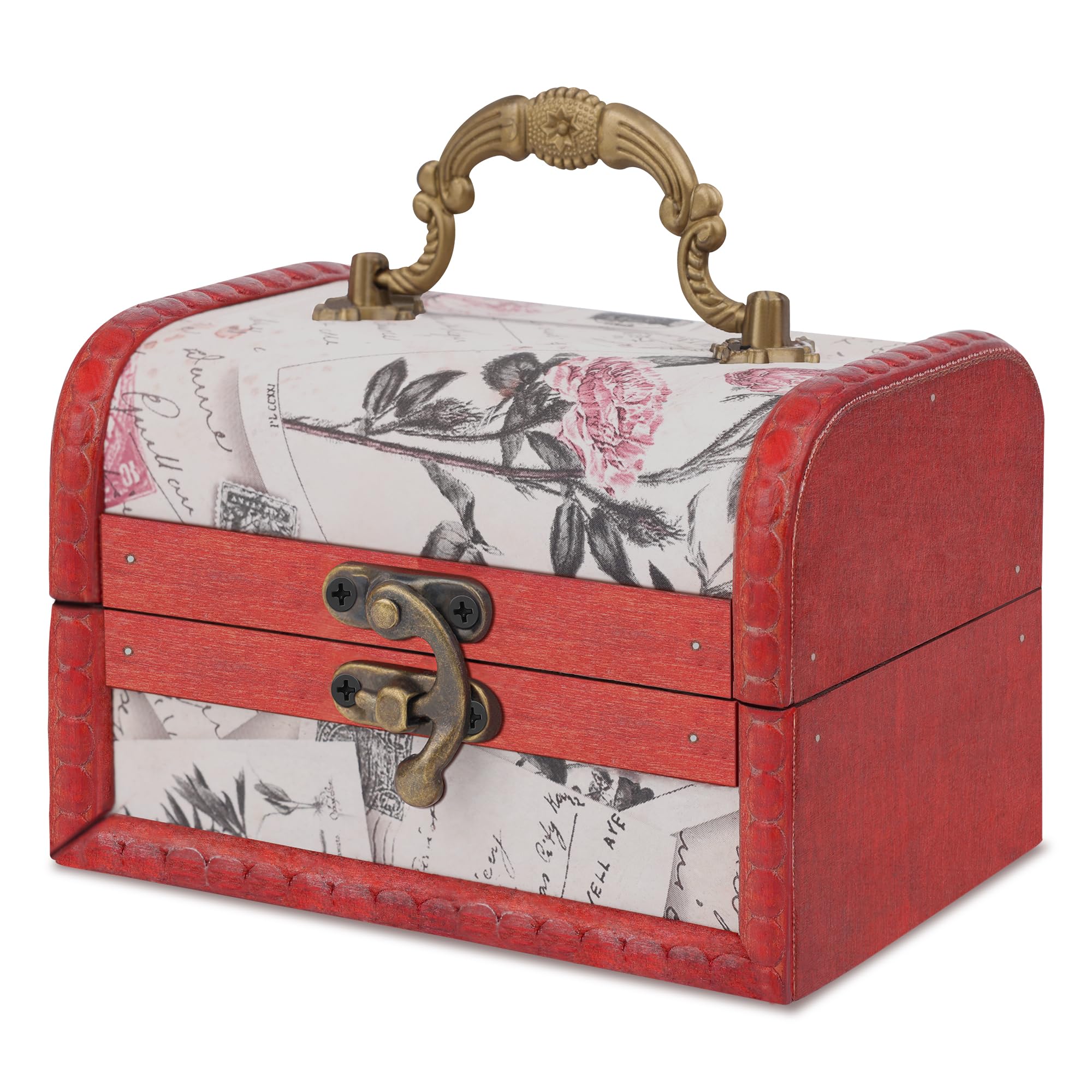 Coolrunner Handmade Retro European wooden box Vintage Wooden Treasure Case Decorative Trinket Jewelry Storage Box Old Memory (1)