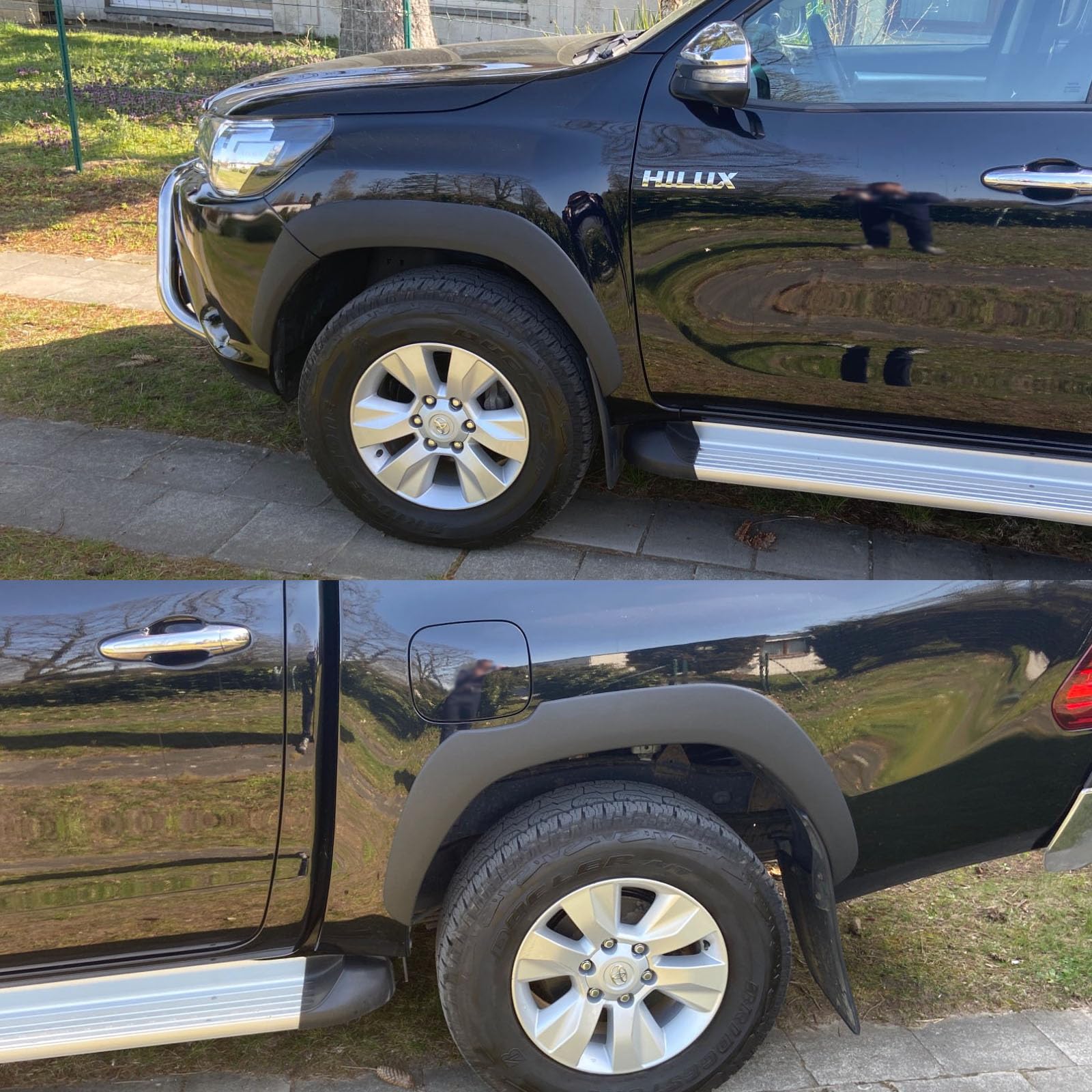 Aletines de Paso de Rueda Negro Mate para Toyota Hilux 2016-2020 & 2021-2026 Doble Cabina, Extensiones de Guardabarros Kit Toyota Hilux Wheel Arches Slim, Hilux Accessories (GX, VX, VXL, Invincible)