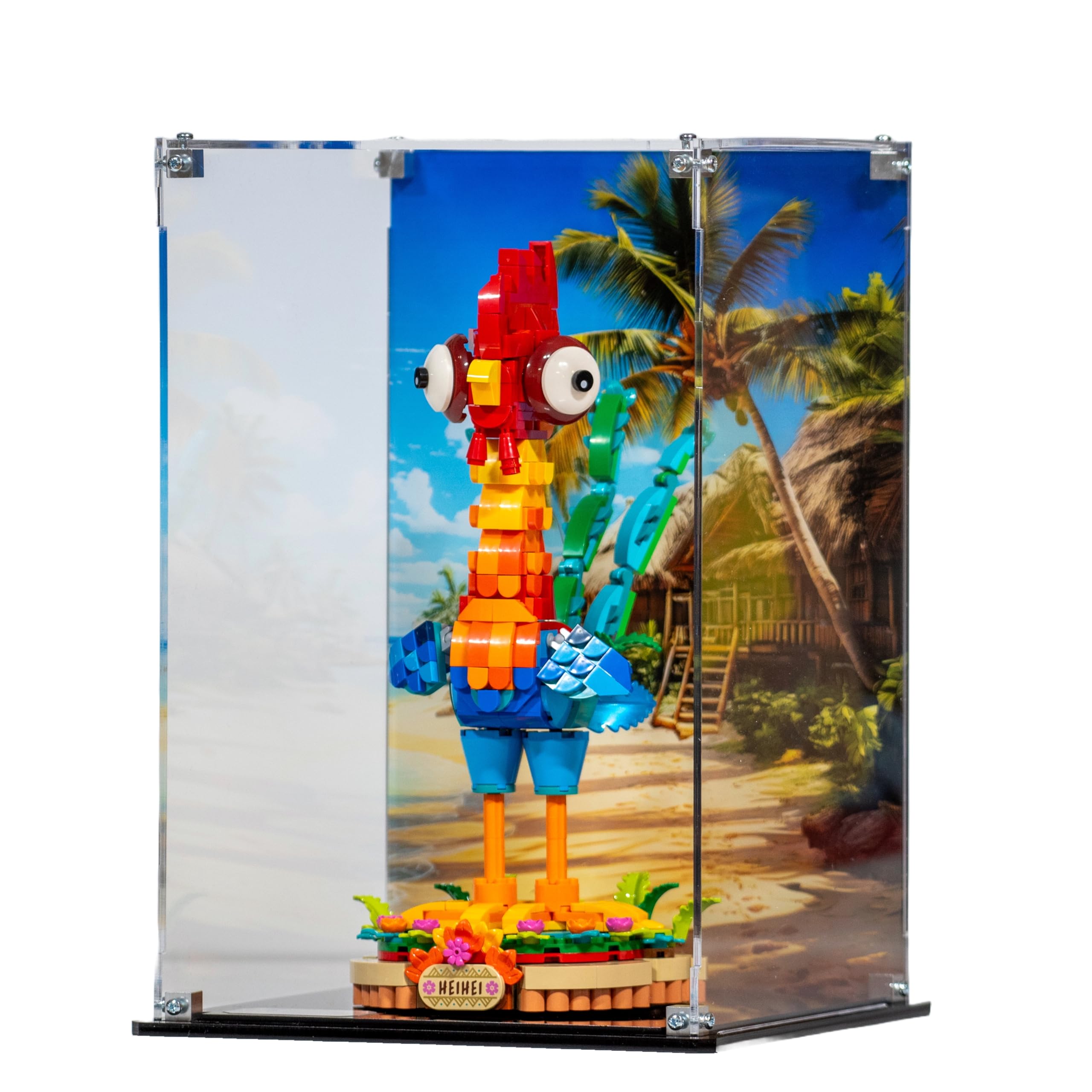 Acrylic Display Case compatible with LEGO® Disney Heihei (43272) (Clear back Panel)