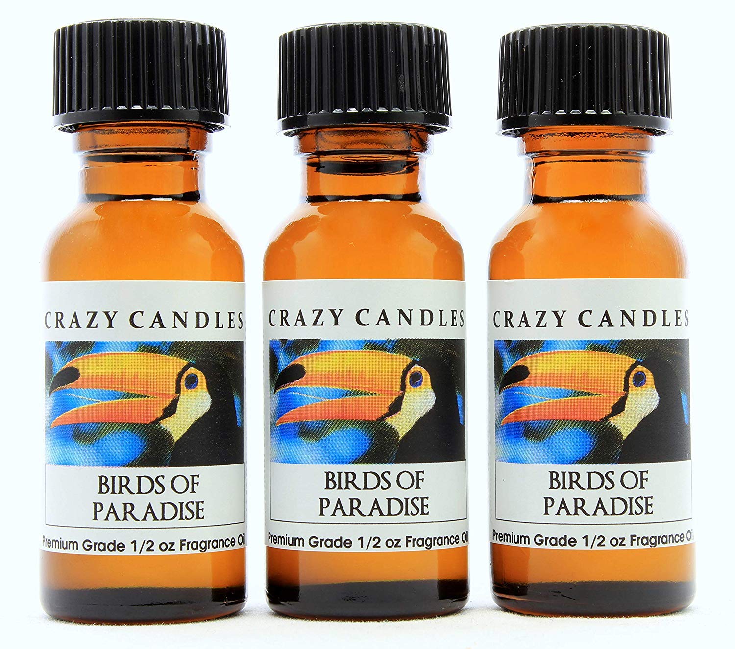 Crazy Candles Birds of Paradise (Made in USA) 3 Bottles 1/2 Fl Oz Each (15ml) Premium Grade Scented Fragrance Oil (A Floral Similar to Gardenia)