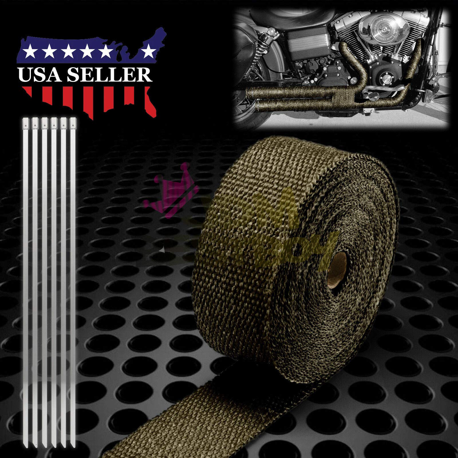 Amazon.com: JDMBESTBOY Titanium Exhaust Pipe Insulation Thermal Heat Wrap  2 x 50' Motorcycle Header Protection Fiberglass Heat Shield 6X Stainless  Ties : Automotive
