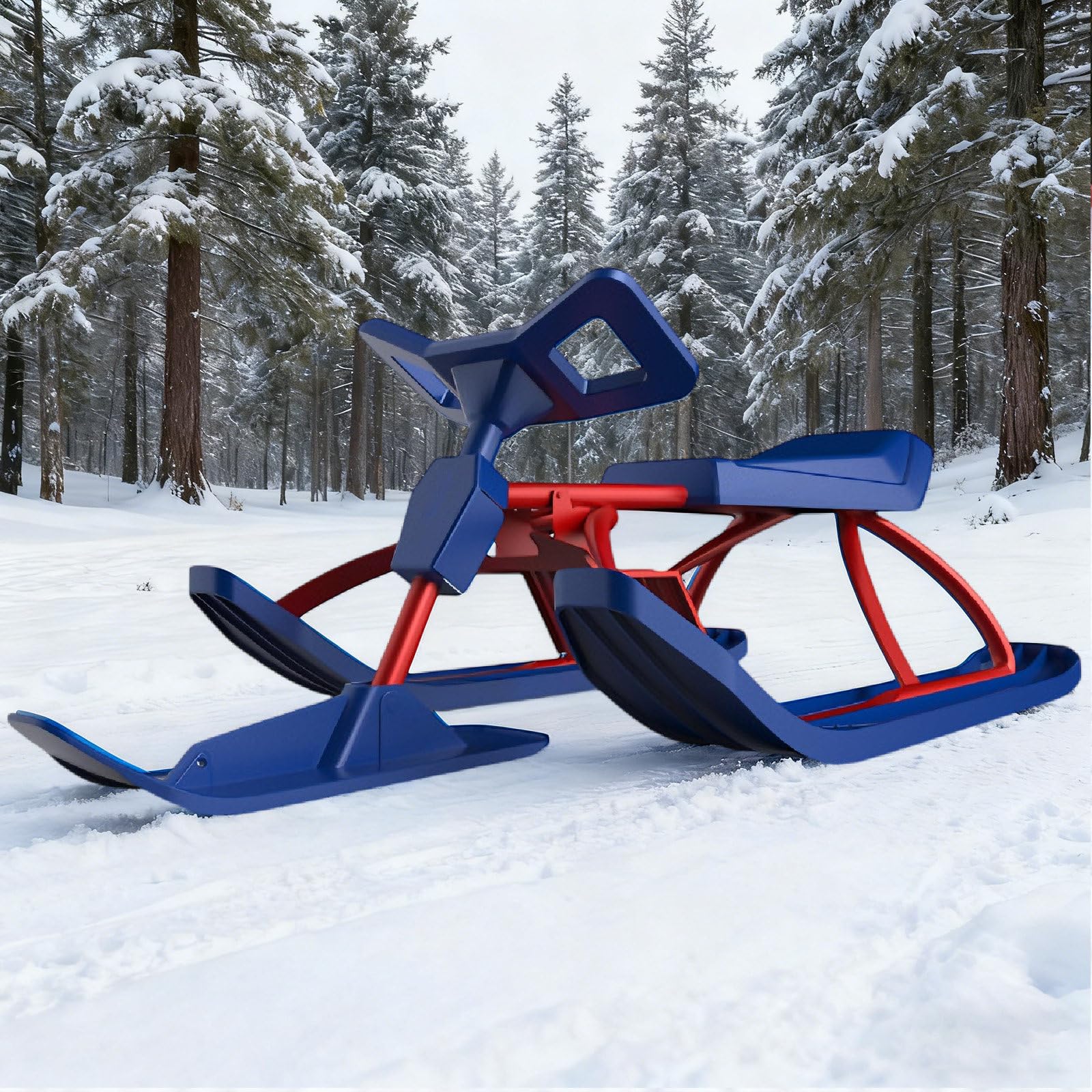 Slitta da Sci,Slitta da Neve,Slitta da Sci con Volante E Doppi Freni, Slitta da Neve per Impieghi Gravosi per Sport Invernali, capacità di Carico di 220 Libbre,per Adulti E Bambini A