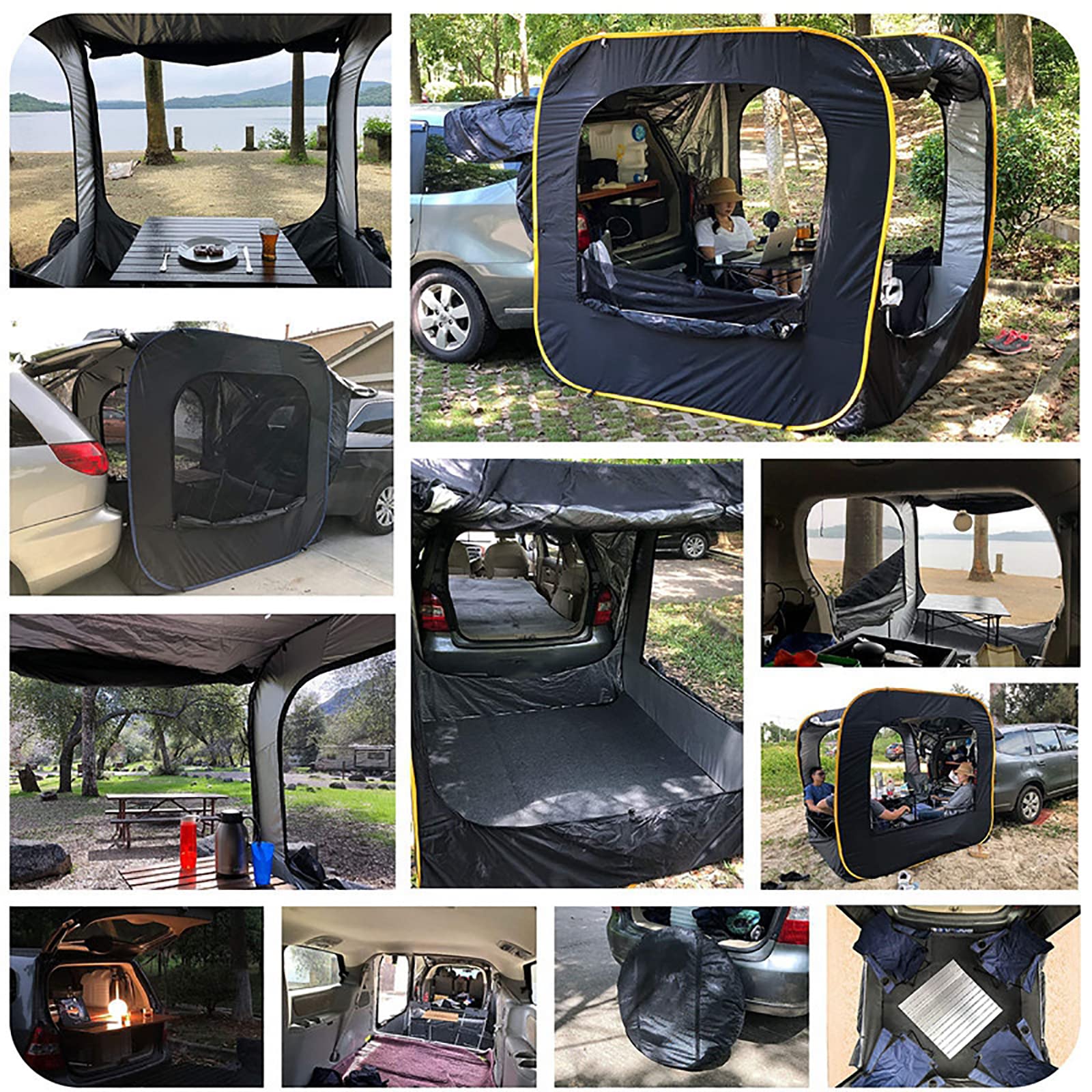 Tienda de campaña para coche, toldo de portón trasero, tienda de campaña independiente para coche, tienda de campaña trasera a prueba de lluvia para coche, 4-6 personas, autocaravana al aire