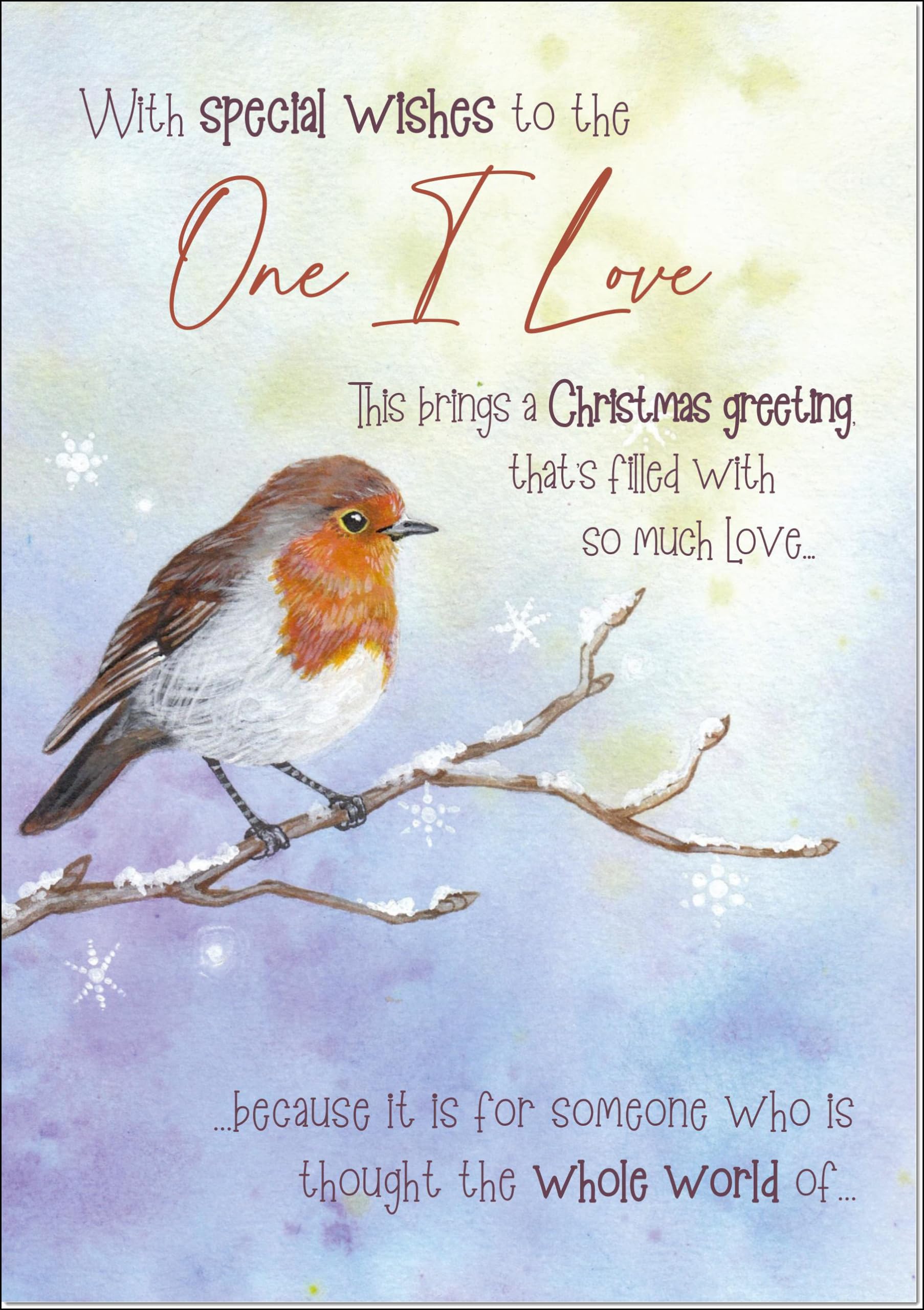 doodlecards One I Love Christmas Card Watercolour Robin In The Frost Large A4 Size Christmas Card for One I Love with Plain Envelope — image 1