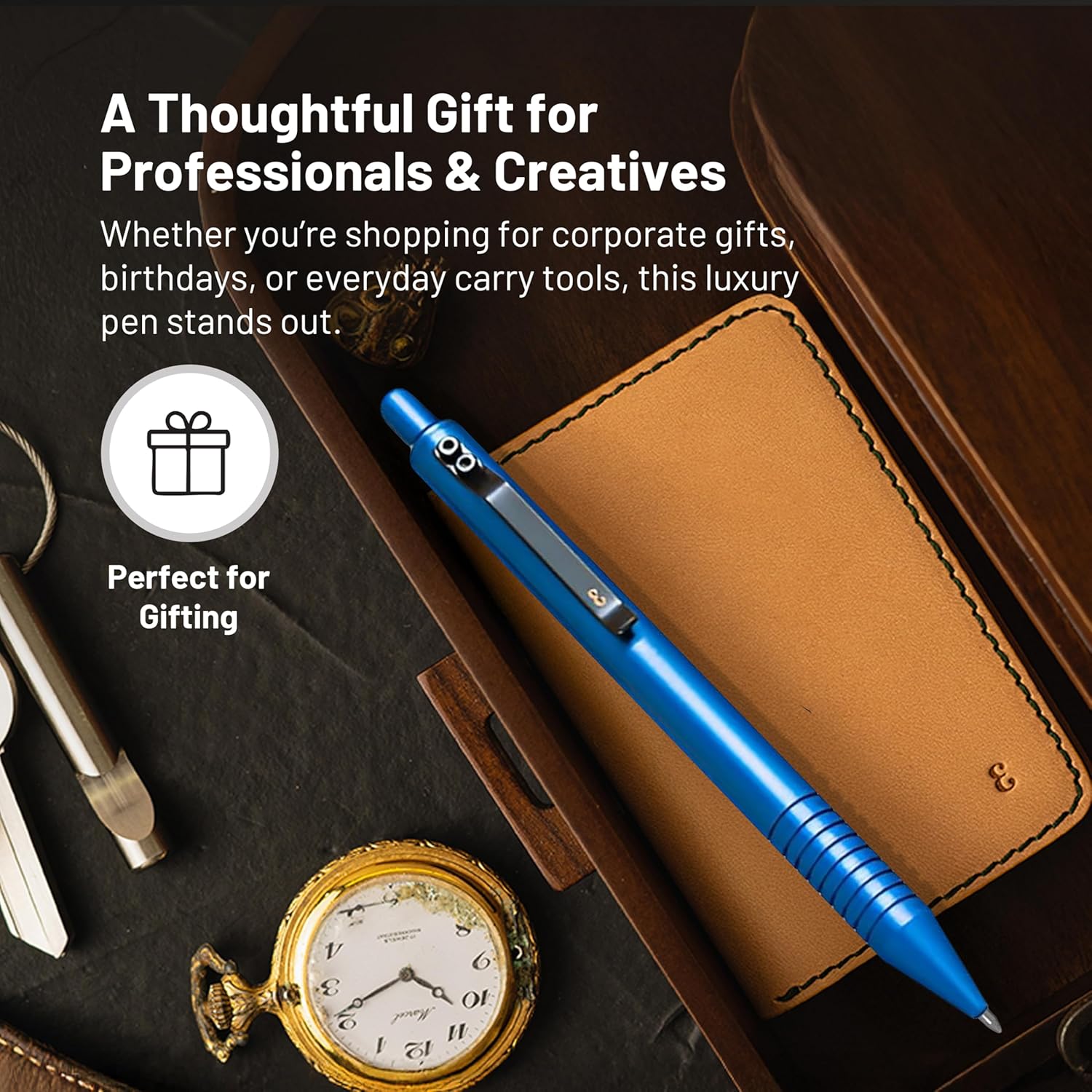 Everyman Aegean Grafton Full Click Refillable 0.7mm Gel Ink Pen | Sleek Anodized Aluminum EDC Pen with Deep Grooved Grip | Smooth Writing Pocket Pen for Office, Travel, Gifting & Daily Use