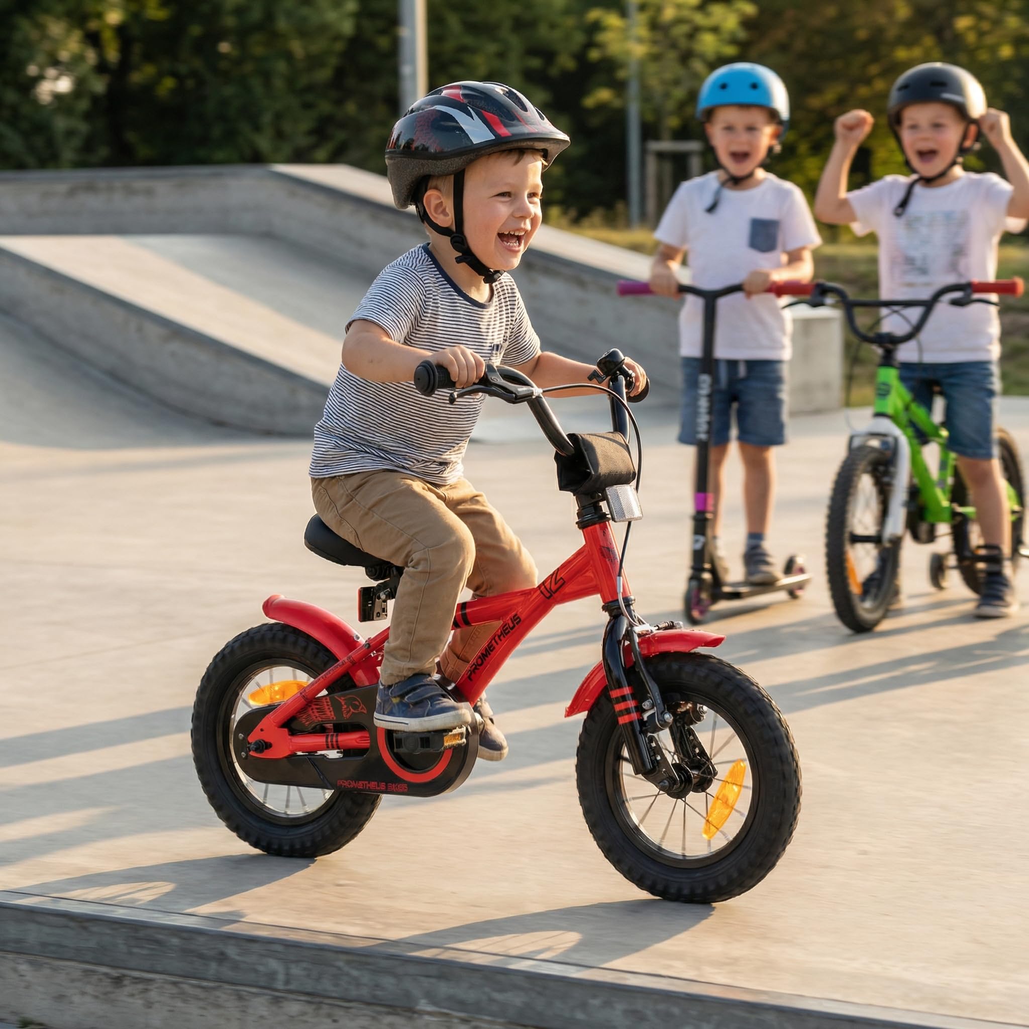 PROMETHEUS BICYCLES Velo Enfant 3 Ans Garcon vélo Fille 12 Pouces a Roulette pour 3 a 5 Ans - BMX en Rouge