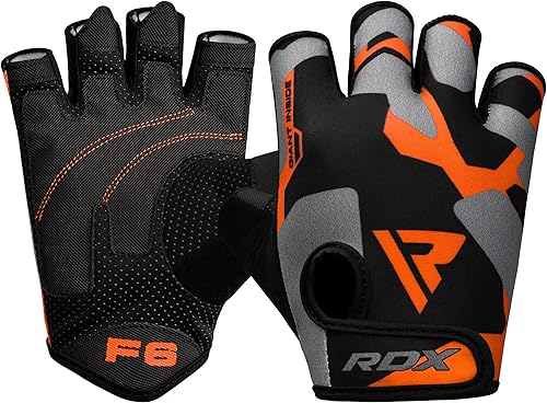 RDX Guantes de levantamiento de pesas para gimnasio, entrenamiento de fitness, palma acolchada antideslizante, equipo de entrenamiento de fuerza