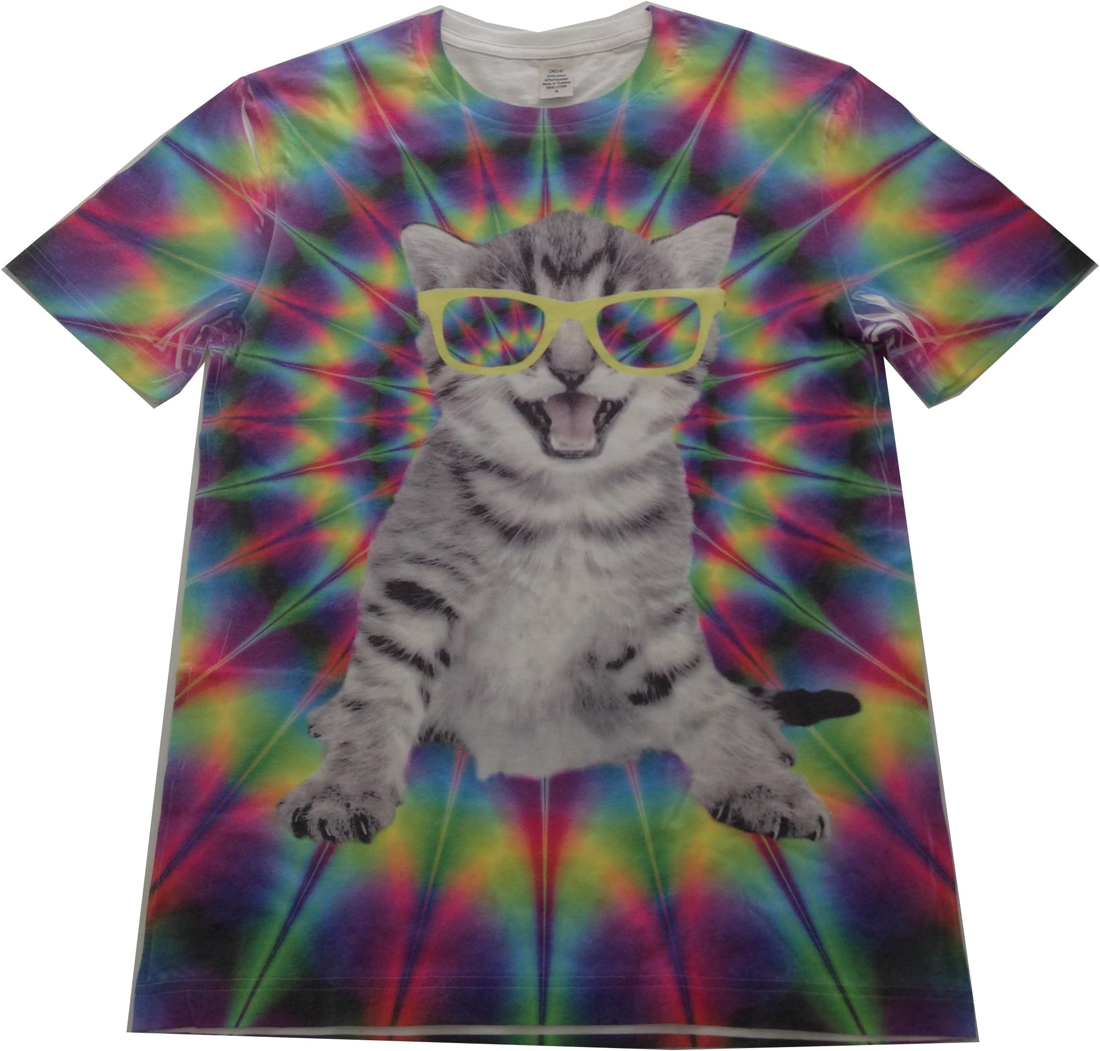 Psycho Kitty Cat With Sunglasses Psychedelic T Shirt Mens (medium)