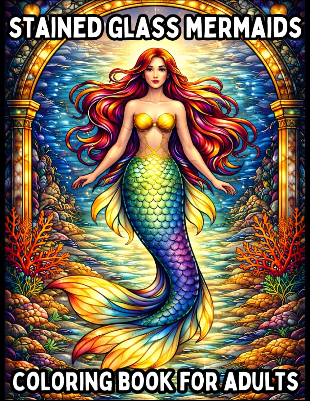 Stained Glass Mermaids: Coloring Book for Adults (Stained Glass Coloring Books)