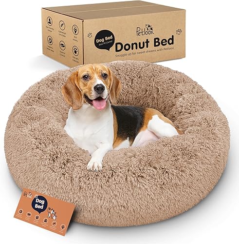 Miniatura 24 de Cama para perros con forma de dona, comodidad prémium para aliviar la ansiedad, diseño esponjoso y calmante con soporte ultra afelpado, acogedora