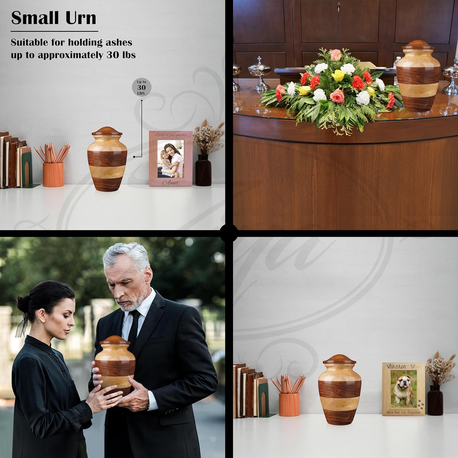 ZIYA Wooden Cremation Urns for Human Ashes Adult Male Female – Joint Wood Burial Urn for Ashes for Women Men Child Decorative Memorial Funeral Urns for Ashes Pet Cat Dog with Velvet Bag up to 30 lbs