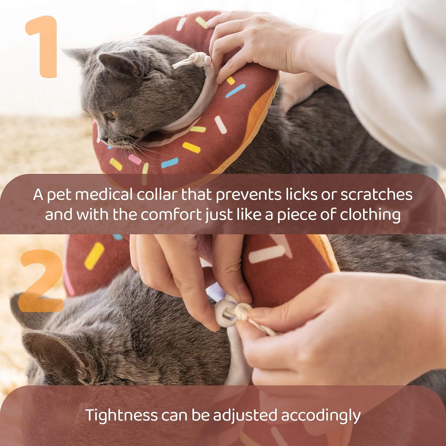 Woiworco Adjustable Cat Recovery Collar, Cute Cat Donut Collar, Soft