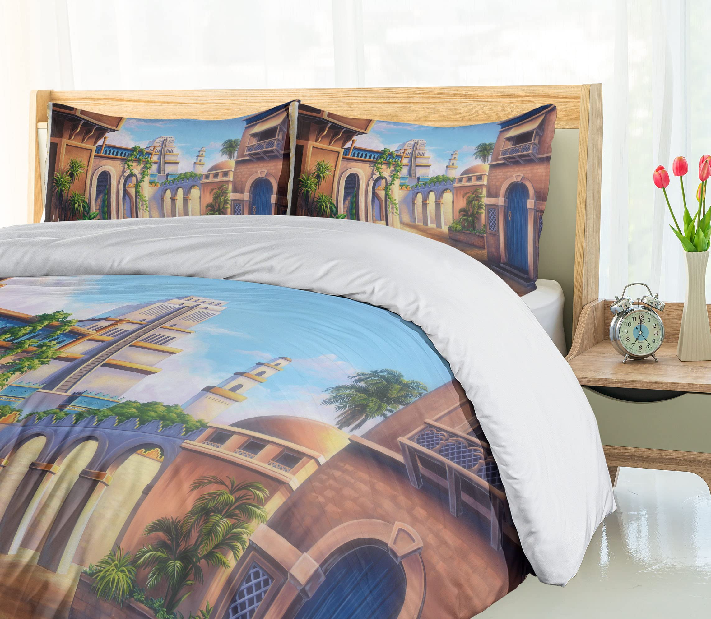 Amazon｜City布団カバーセットby lunarable、古代Babylon City Gardens