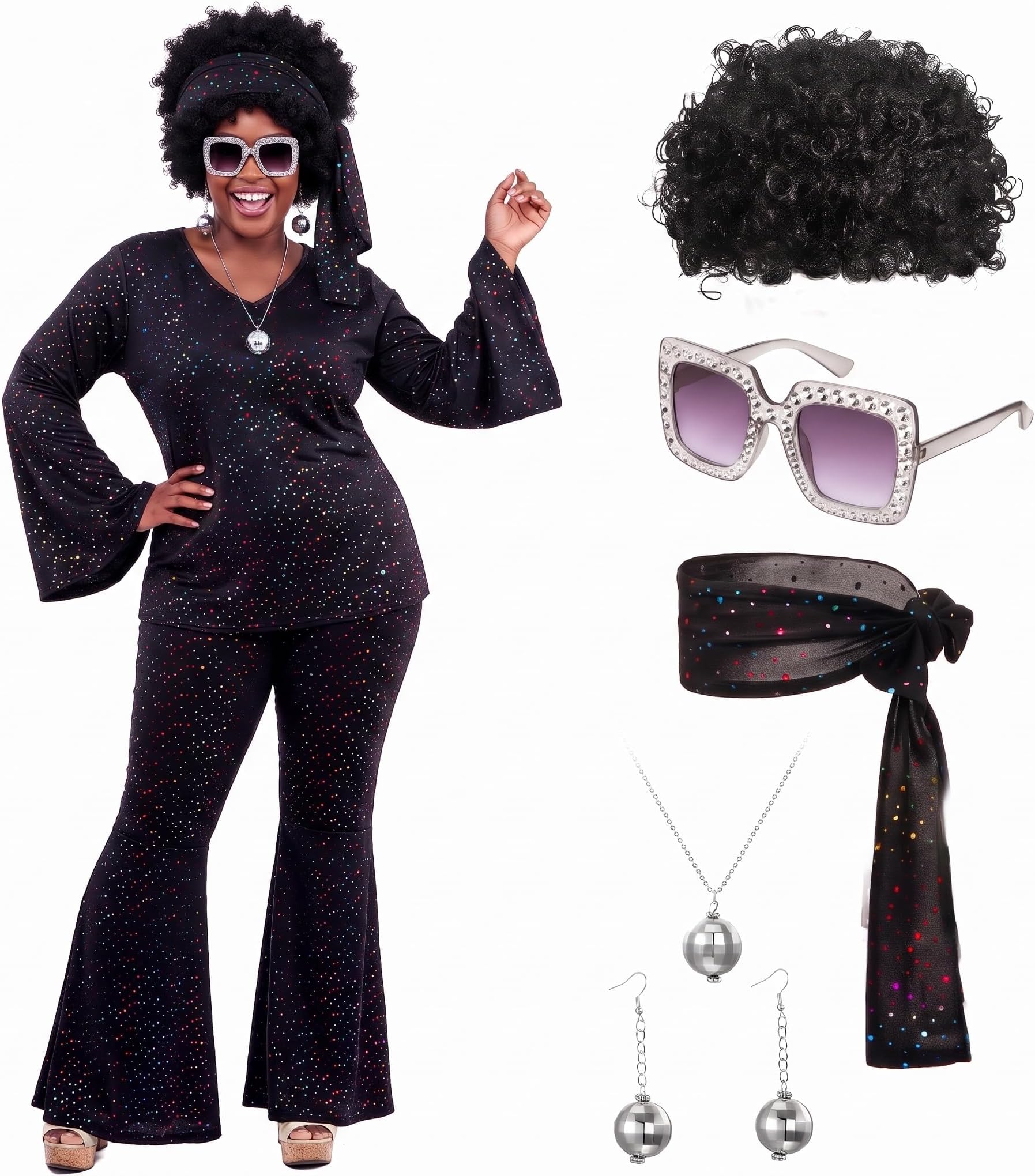 70s Disco Outfit Women Sequin Sparkly Costume