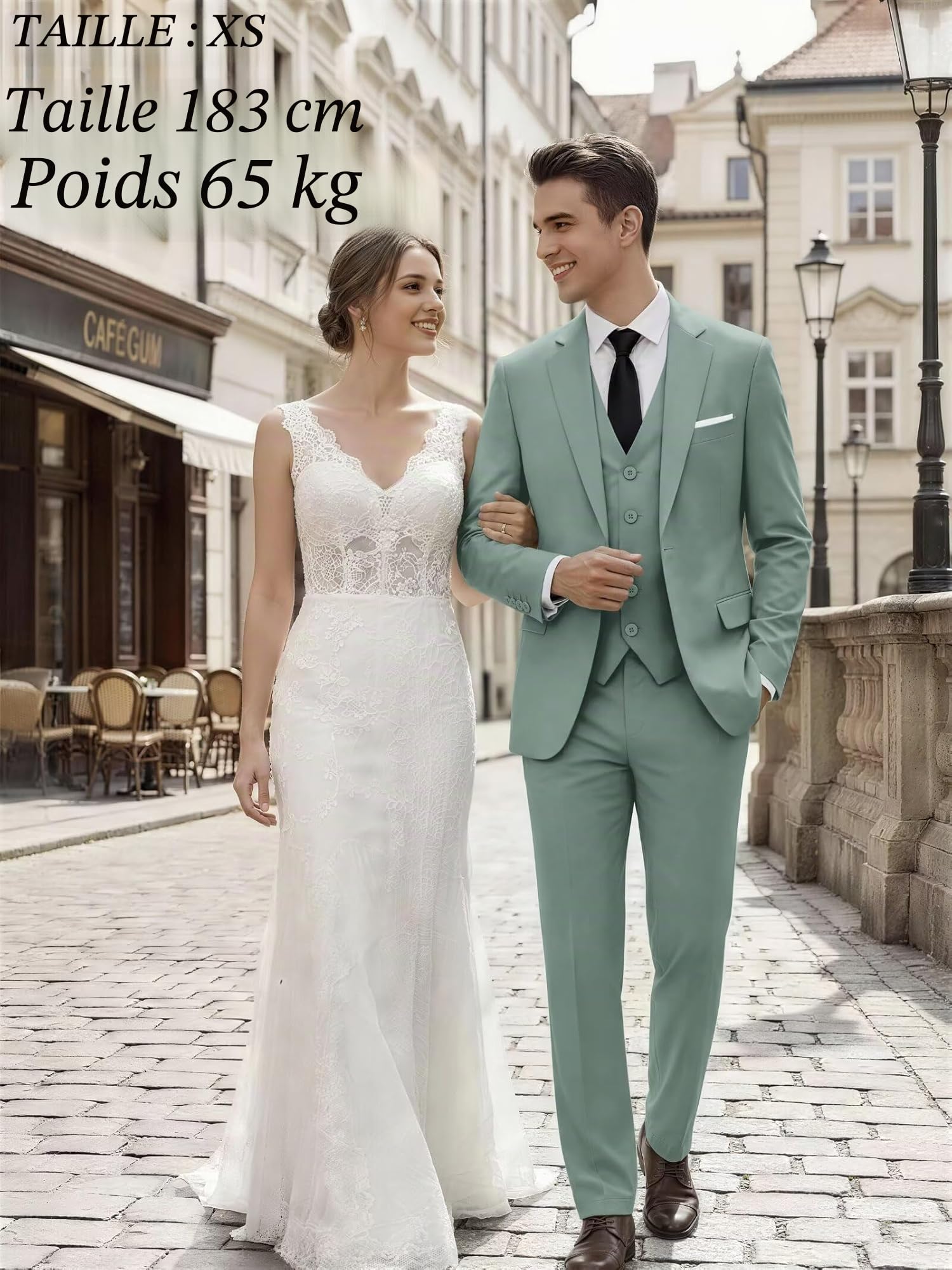 HUUTOE Costume 3 pièces ajusté pour homme avec blazer, gilet et pantalon de smoking, pour l’été, mariage, bal de fin d'année, affaires