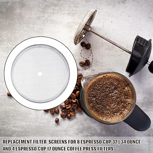 Miniatura 3 de Sabary 8 piezas de repuesto para filtro de prensa francesa, incluye 6 piezas de malla de prensa francesa de acero inoxidable que contiene disco en