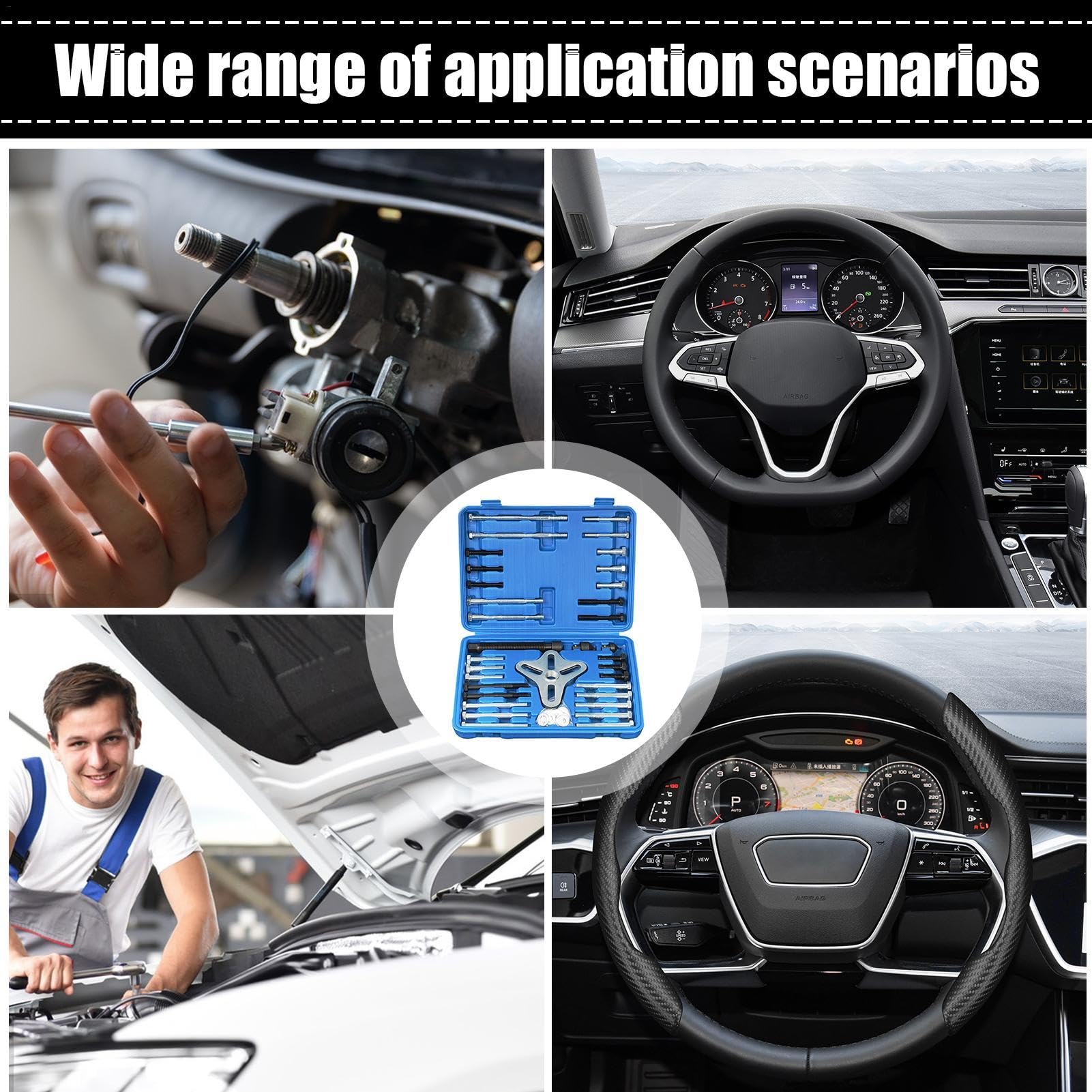 EBTOOLS Extracteurs De Volant, 13 Pièces Réparation Extracteur Outil De Dissolvant De Kit Automatique Pour L'entretien De Poulie De Vilebrequin De Volant