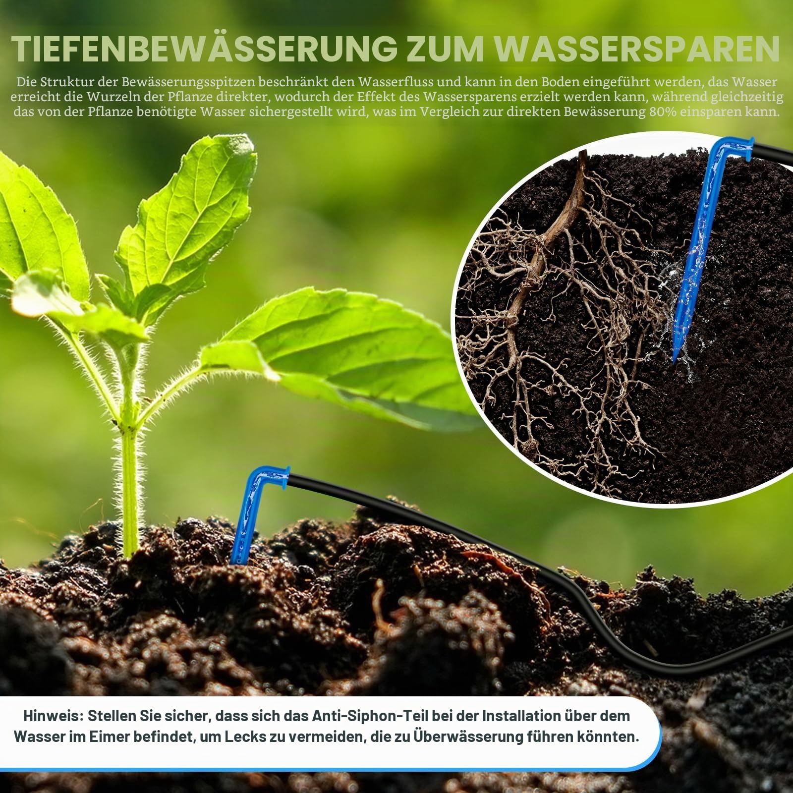 Automatisches Solar-Tropfbewässerungssystem, unabhängiger Timer, Bewässerungsset, System für 15 Topfpflanzen, geeignet für die Bewässerung von Topfpflanzen im Innenbereich, Garten und Balkon