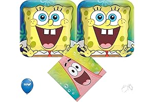 Spongebob Squarepants Birthday Party Supplies Bundle: Plates, Napkins, Cups, Tablecloth and Decorations