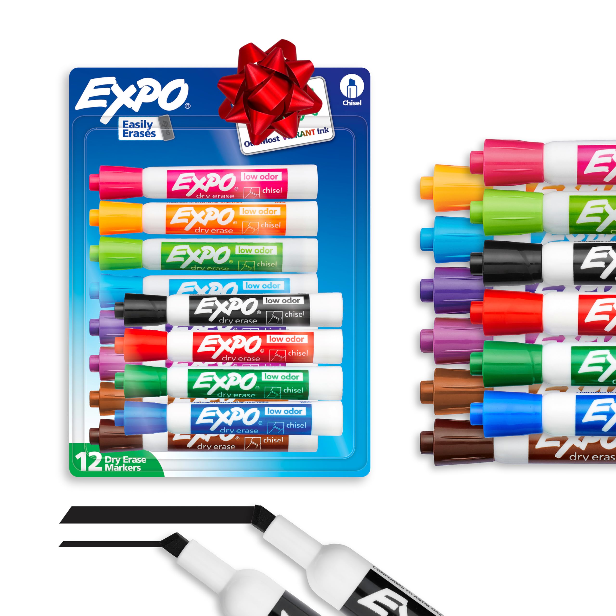 EXPO Dry Erase Markers Set Mixed Tip White Board Markers with White Board Eraser Assorted Colors 44 Count