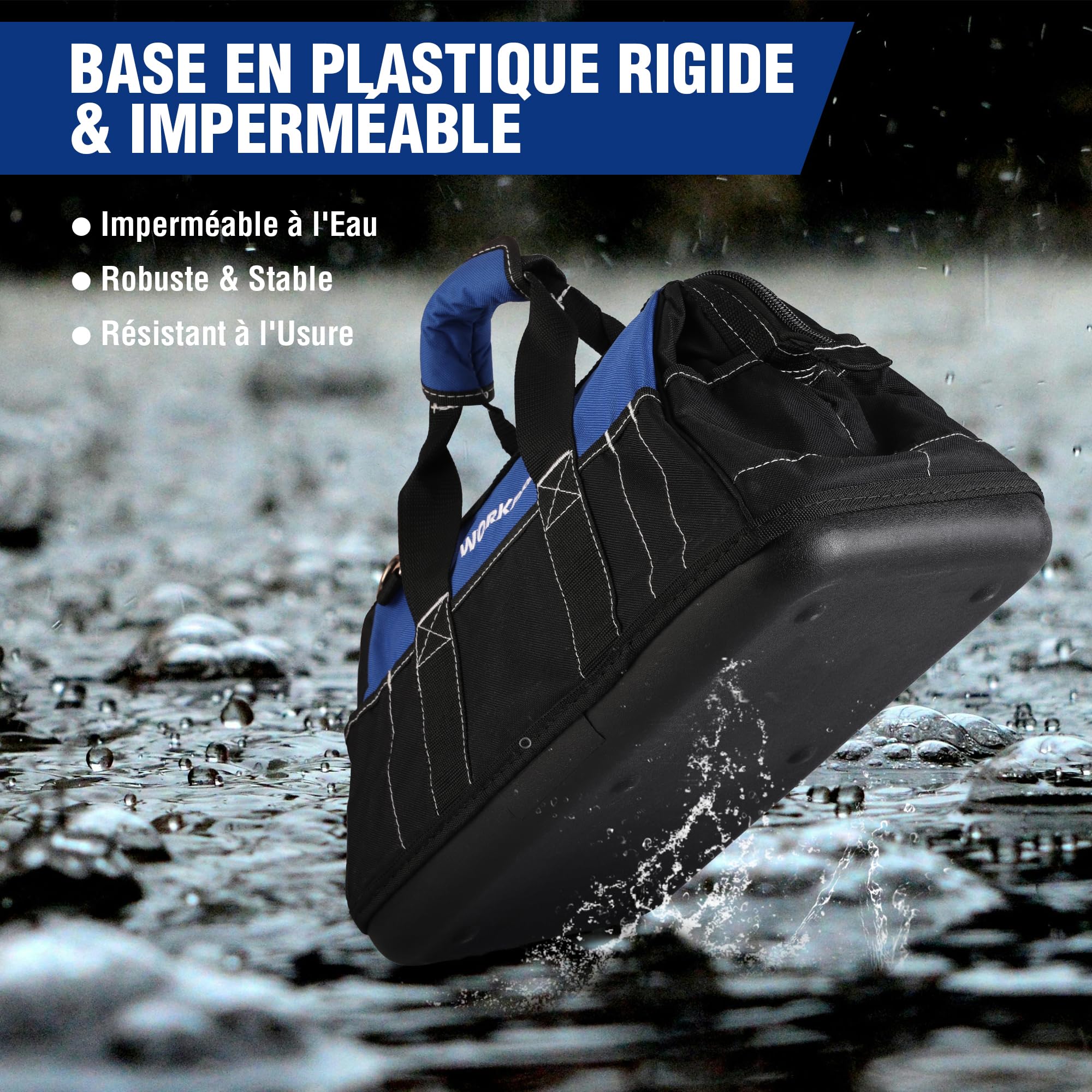 WORKPRO Sac à Outils avec Grande Capacité et Fond Dur Sac Porte-outil 40 cm