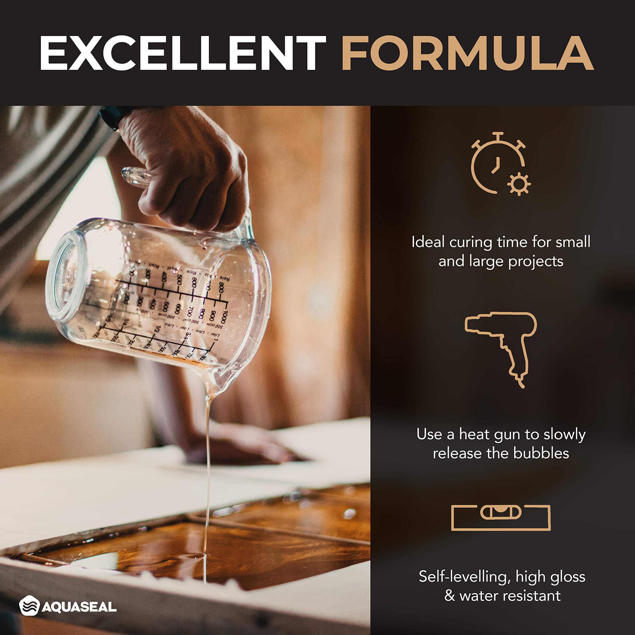 AQUASEAL 2 Quart Marine Epoxy Resin Kit Fast Set Clear Epoxy Resin