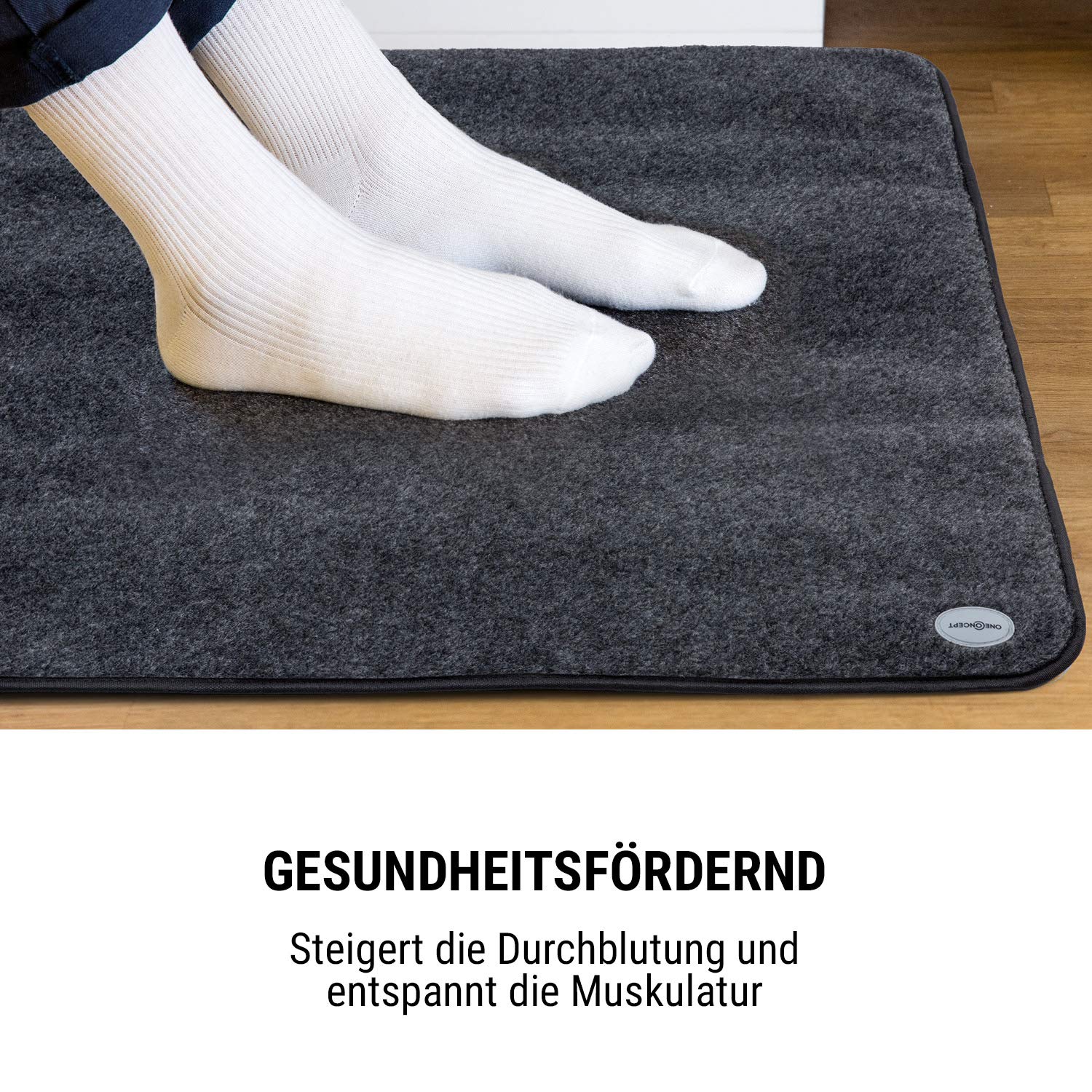 oneConcept Magic Carpet DLX Heizmatte Heizteppich, 60 x 70 cm, Leistung: 100 Watt, 4 Temperaturstufen, Timer-Funktion, LCD-Display, rutschfest, anthrazit