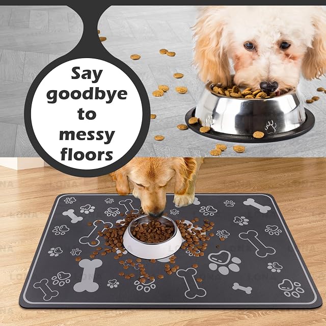 Foto 4 de 7 de Tapete de alimentación para mascotas, tapete de absorción rápida para comida de perros y gatos