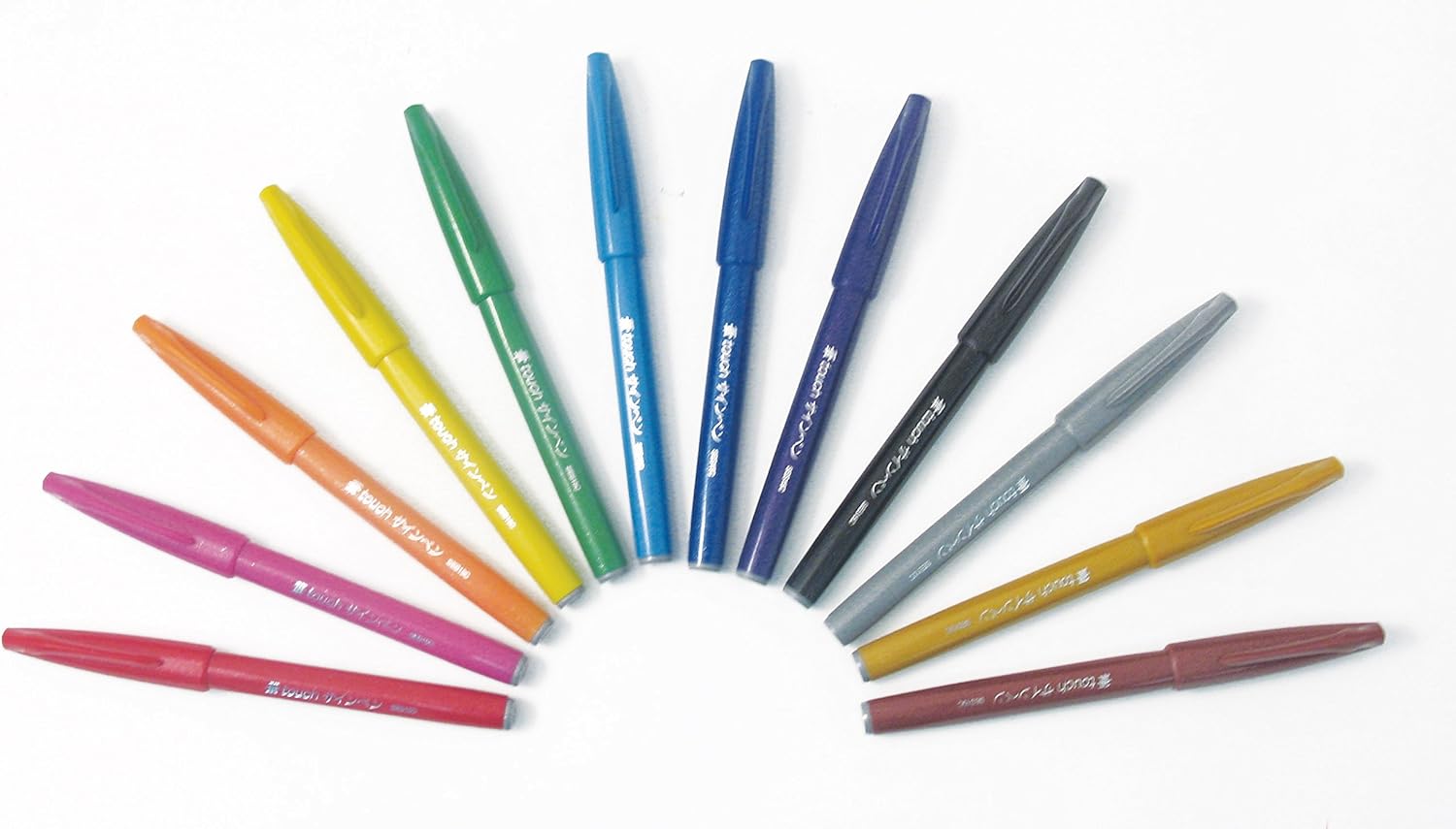 Pentel Brush Sign Pen 12-piece wallet - Original Colours - YSES15C/12-M