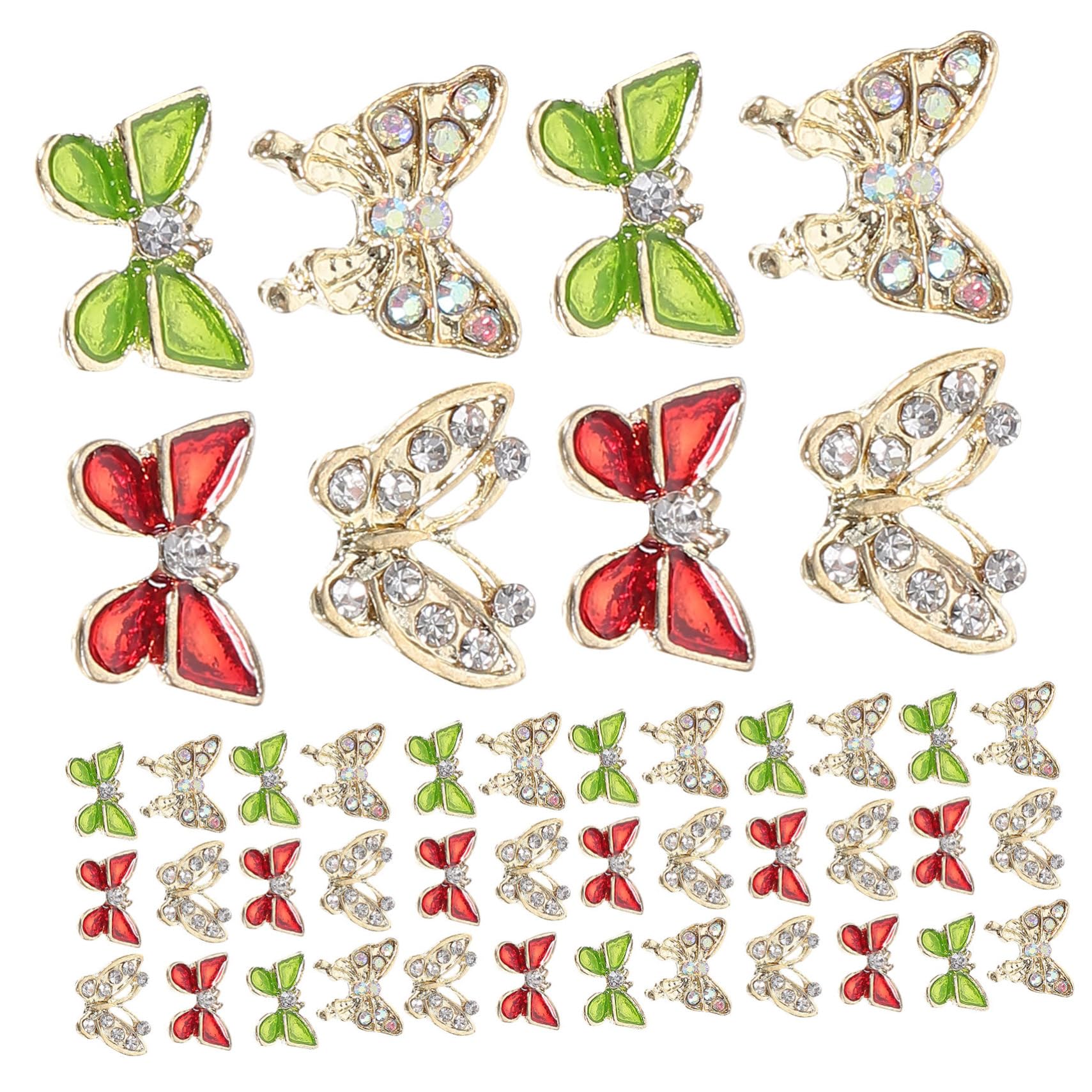 VICASKY Elegant Butterfly Nail Decors 40pcs Manicure Charms Christmas Nail Charms Small Gems for Art