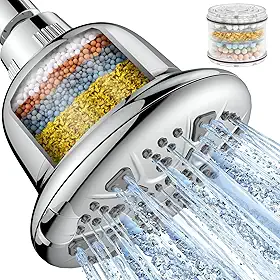 Chuveiro filtrado Makefit - Chuveiro de alta pressão com filtro para amaciante de água dura - Chuveiro de chuva de banheiro com 7 configurações para remover cloro e metais pesados (cromado)