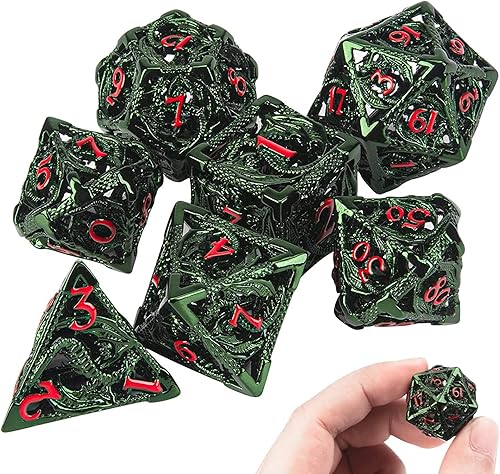 D&D - Juego de dados de metal, Calabozos y Dragones con caja de regalo, 7 piezas de dados poliédricos Steampunk para RPG, MTG, Pathfinder Bronce