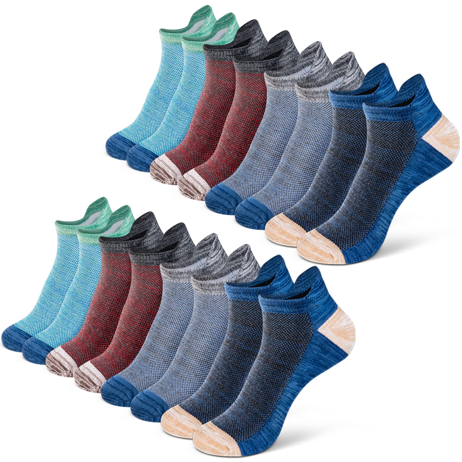 EonoMens Ankle Socks, 8 Pairs Low Cut Trainer Socks for Men and Women, Breathable Cotton Socks for Sports, Running, Walking, Work, Casual, School