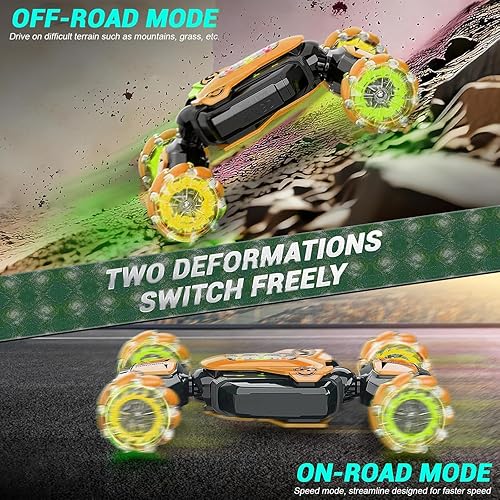 Miniatura 8 de Auto de acrobacias a control remoto con detección de gestos, auto de control remoto de 2.4 GHz, 4wd, 360 grados, transformación giratoria con luces