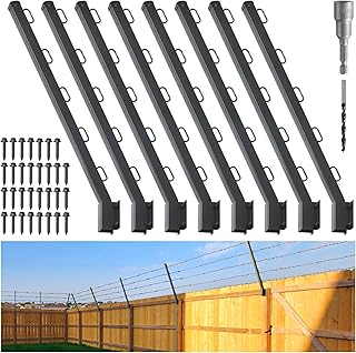 8-Pack Angle 25° Fence Post Extender, 31" Fence Barbed Wire Extend Arm，for Outdoor Fences to Increase Height, Protect Privacy and Pets Jumping Off (8, 31in-25°Angles - Wood Post)