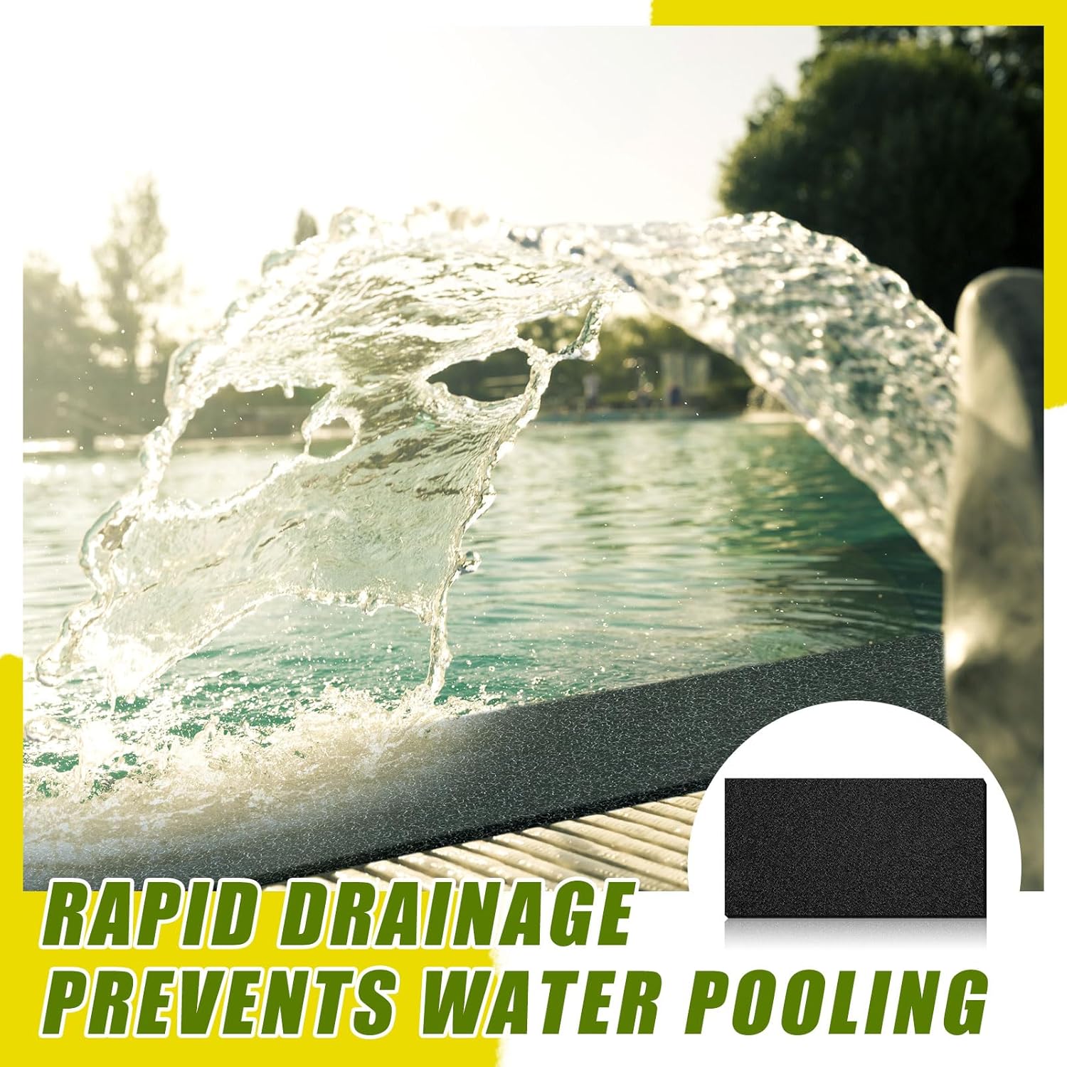 2 Pack Splash Pad for Fountains and Water Features 12" x 24", Splash Mat for Waterfall Spillway Basins Outdoor Pond