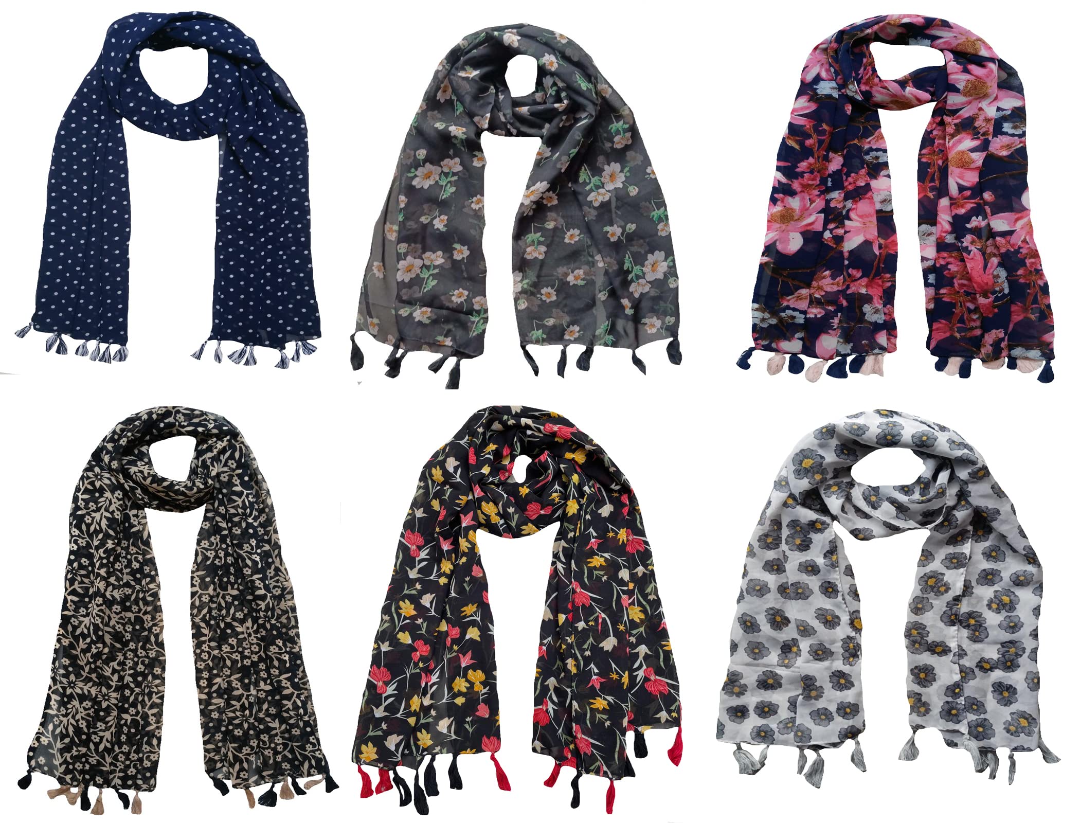 fusfus Women's Printed Scarf and Stoles, (Multicolor, FS078) - Pack of 6-picture-2
